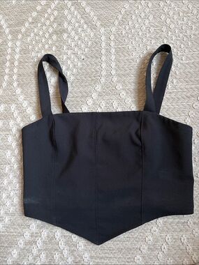 miami Black Cropped Corset Tank Top
